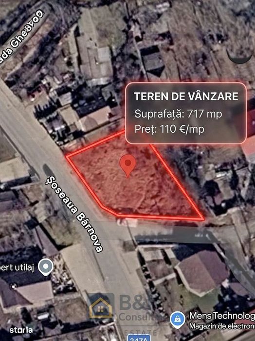 Teren Intravilan Iași - Șos. Bârnova | 717 mp pe colț | Deschidere dub