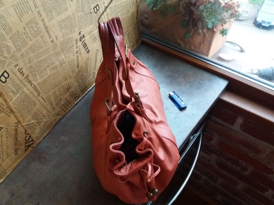 дамска чанта Италианска керемидено червена чанта-естествена кожа