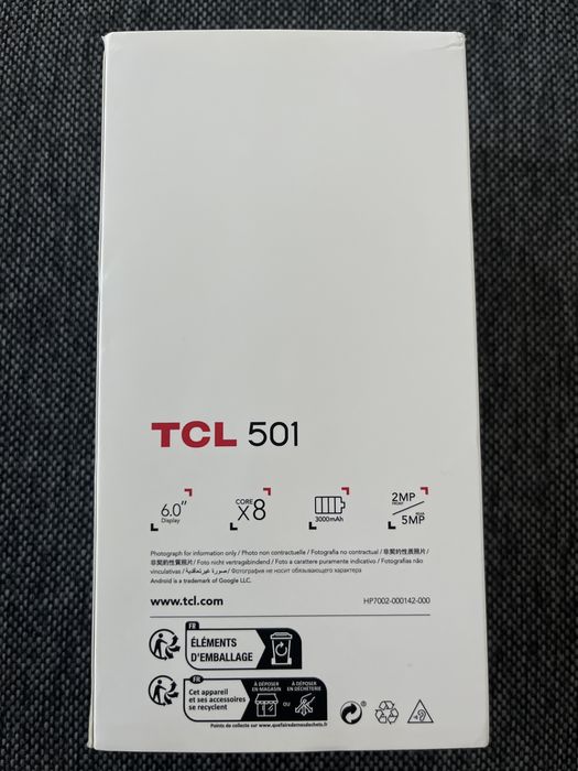 Telefon nou, sigilat, TCL 501, display 6” Octacore 3000 mah 5 MP + 2 MP