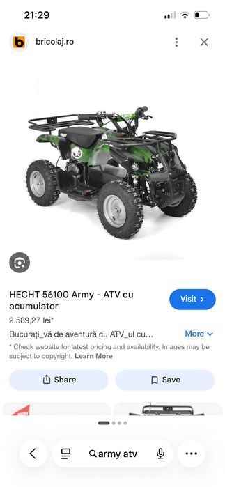 ATV pentru copii cu acumulator HECHT 56100 ARMY  *** NOU, in ambalajul original!! ***