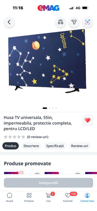 Husa TV universala, 55in, impermeabila, protectie completa.