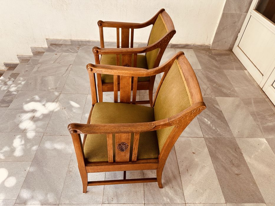 Скандинавски кресла / фотьойли – масив дърво – mid century – комплект