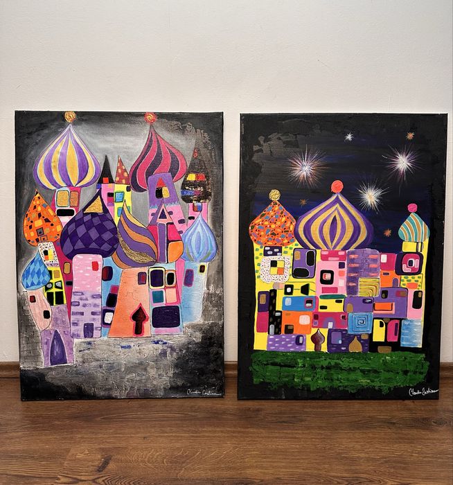 Tablouri abstracte pictate in acrilic