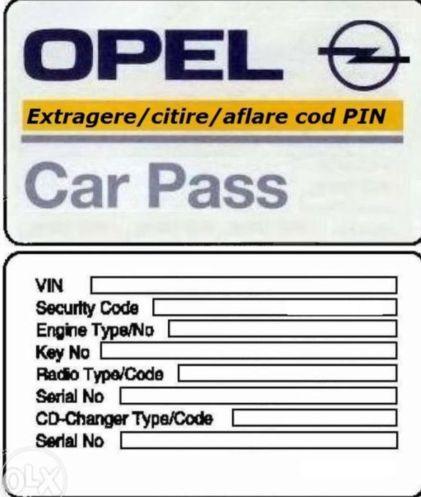 Extragere cod pin Opel , citire cod securitate  Opel ,   Car  pass  Opel