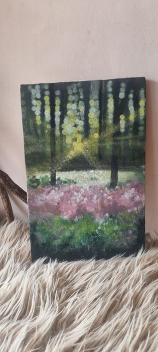 Нарисувана картина горски пейзаж