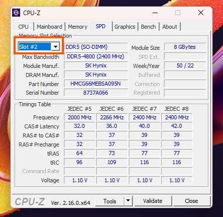 RAM laptop 16GB (2x8GB) 4800MHz CL40