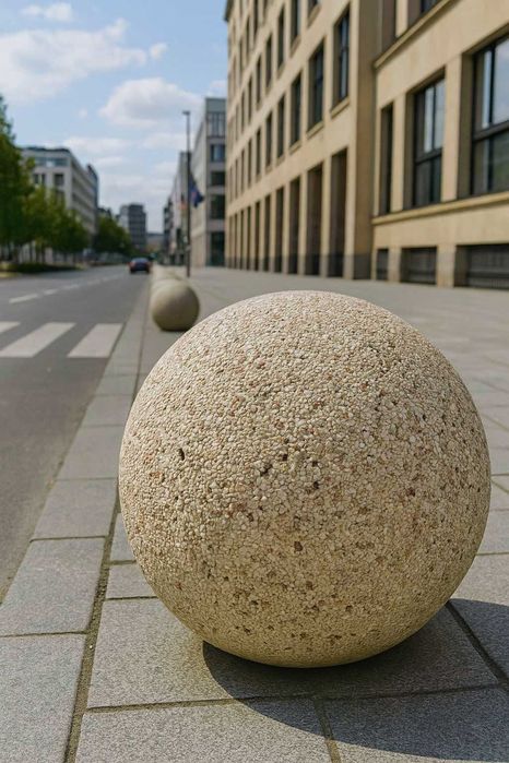 Bolard sferic PerlaUrbană 35 din beton si marmura margaritar 35 cm