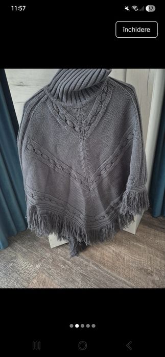 Poncho tricotat  gri