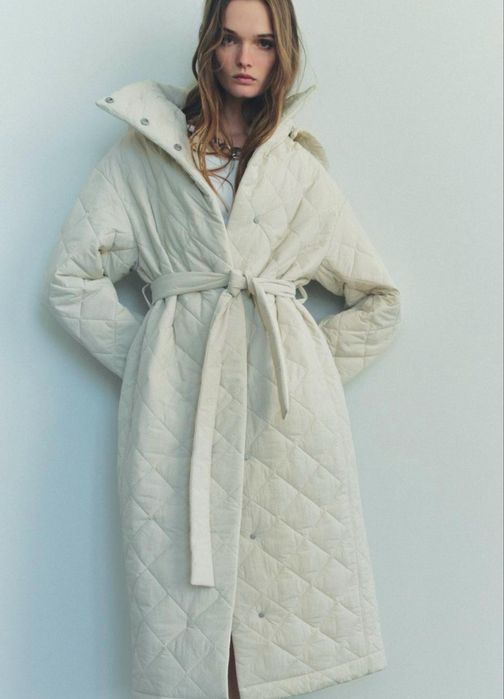 Стеганая длинная куртка