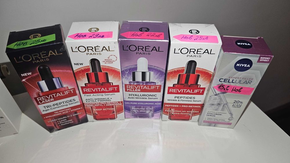 НОВИ грим Loreal фон дьо тен/коректор Maybelline червила руж и други