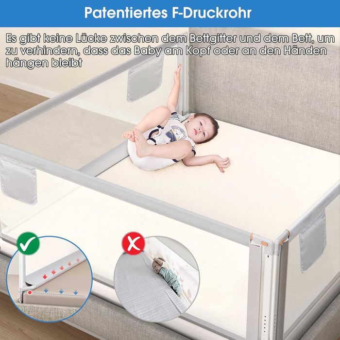 Bariera protectie pat copii 180 sau 200 cm retractabila siguranta bebelusi anti cadere pat - LIVRARE GRATUITA !