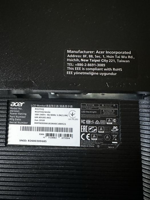 Acer KG251Q bmiix, 75hz, 24inch