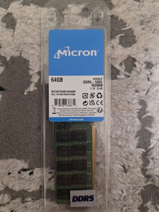 Micron Rdimm ECC DDR5 64GB 5600MHZ