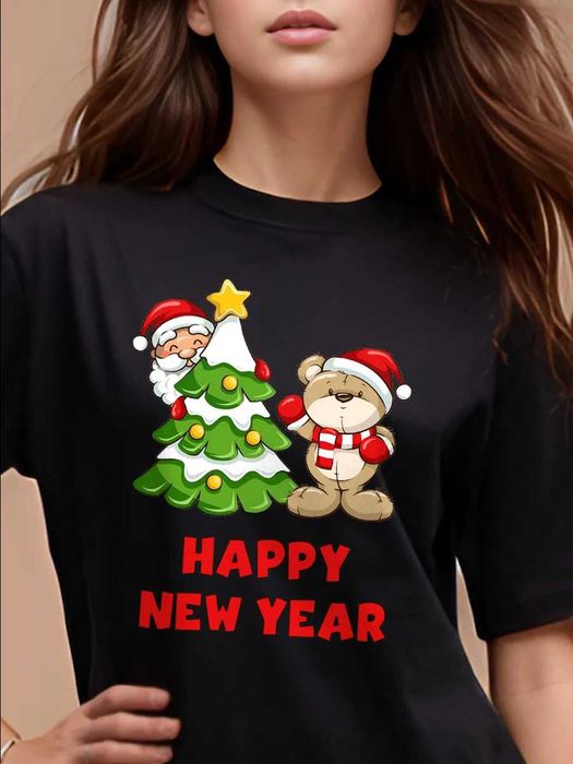 Футболка с принтом на новый год, новая, р-р М/L  подойдет на 46-48