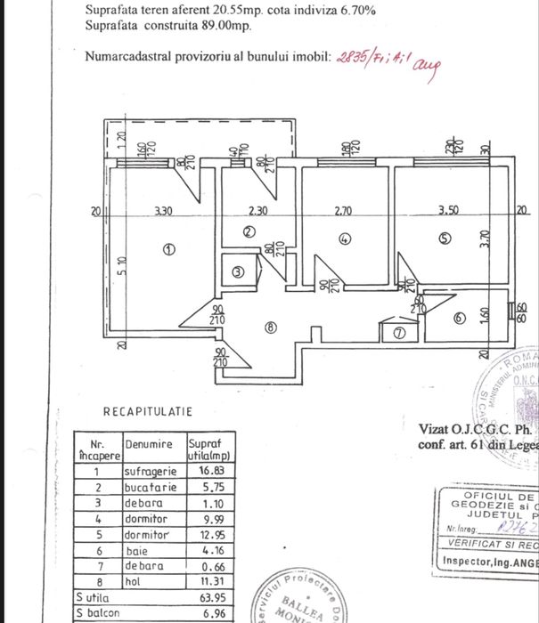 Apartament 3 camere Decomandat 1/4 SUD
