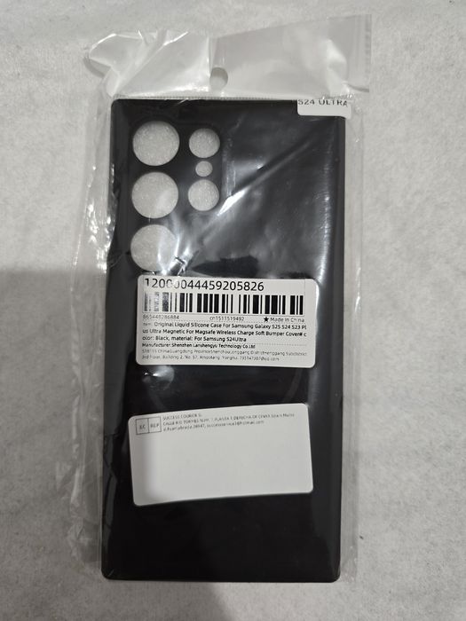 Husa neagra albastra MagSafe Samsung Galaxy S24 Ultra cu catifea pe interior