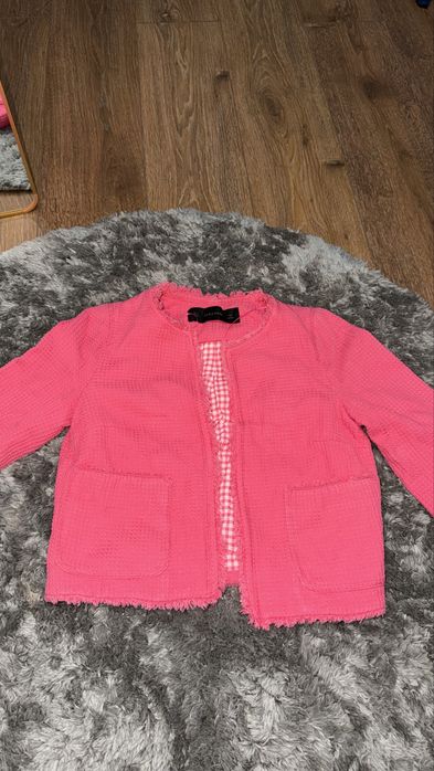 Розовый твидовый пиджак Zara