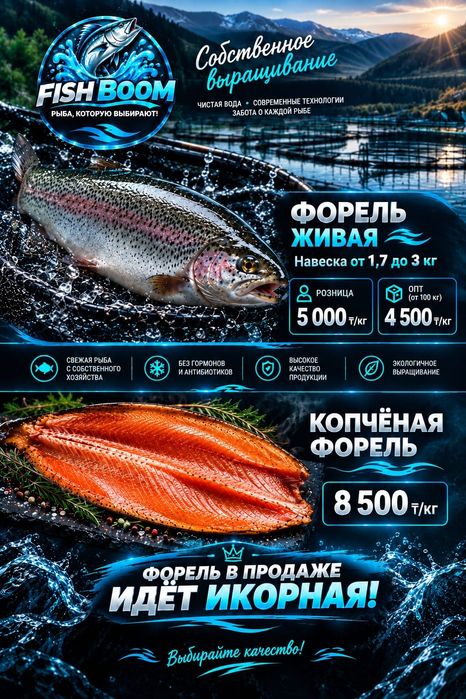 Живая форель ,капченая форель.