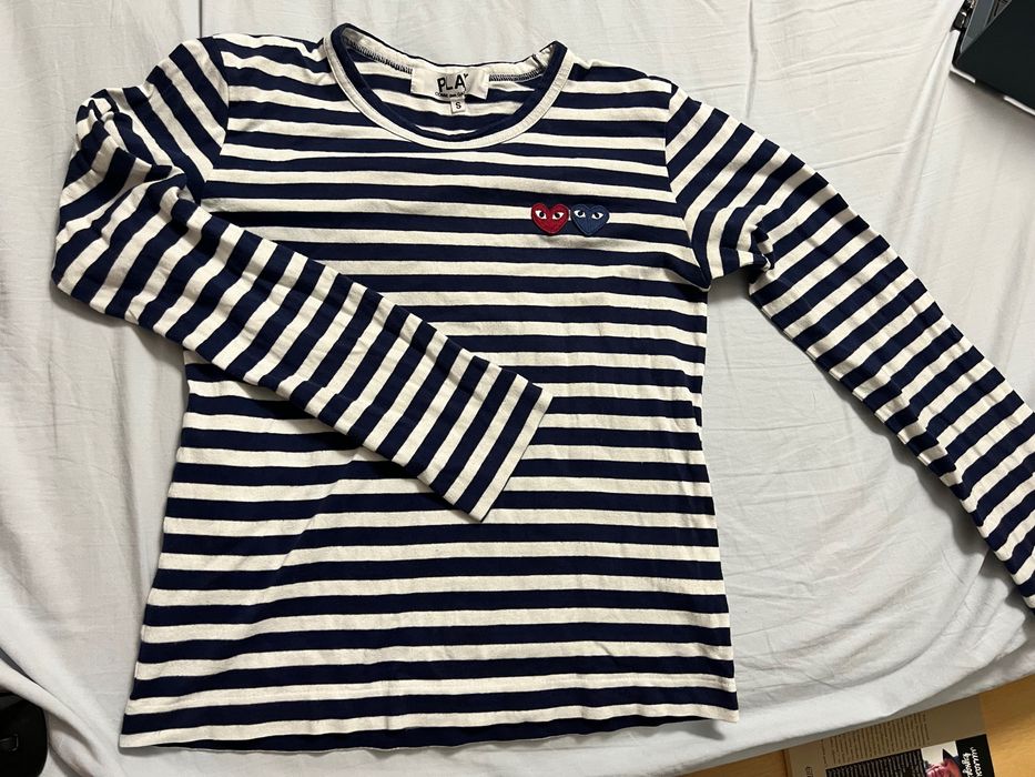 Comme des Garçons S блуза тениска синьо райе