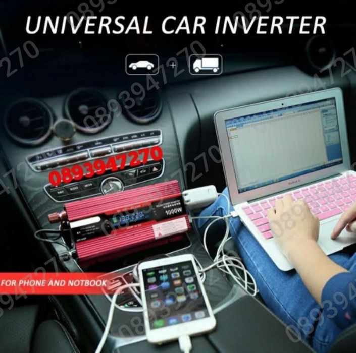 Инвертор За Автомобил Камион, дисплей 12V/220V, 2000W,1000W  24V/220V
