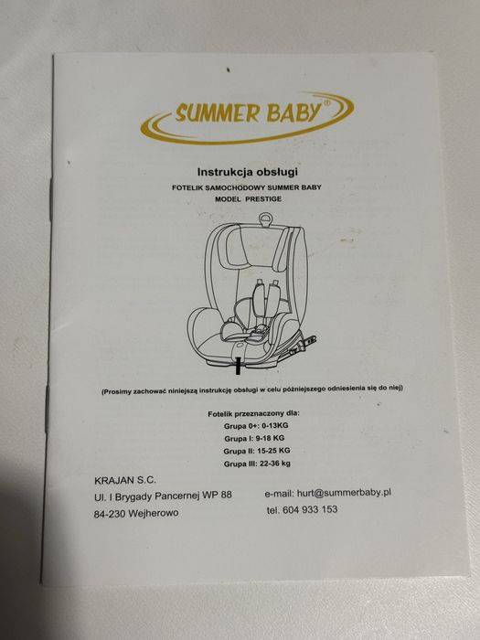 Scaun auto copii Summer Baby Prestige (0–36 kg)