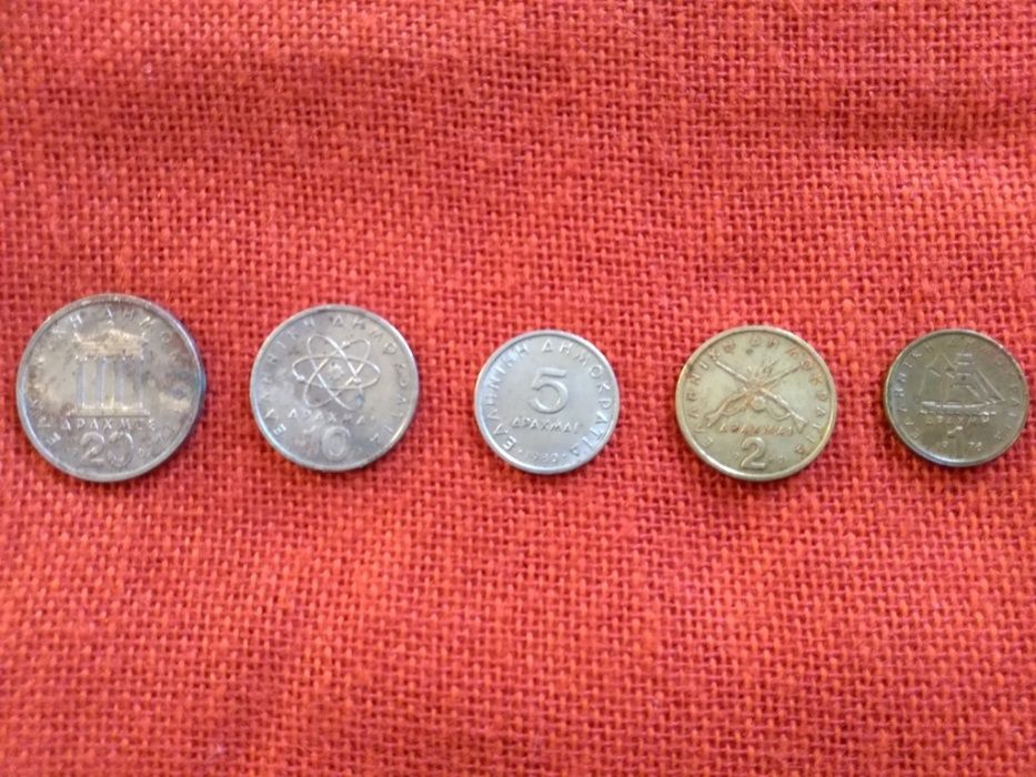 Гръцки монети, 5 броя, емисии от 1978г. до 1982г