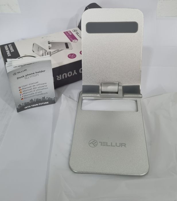 Suport de telefon pentru birou Tellur din aluminiu