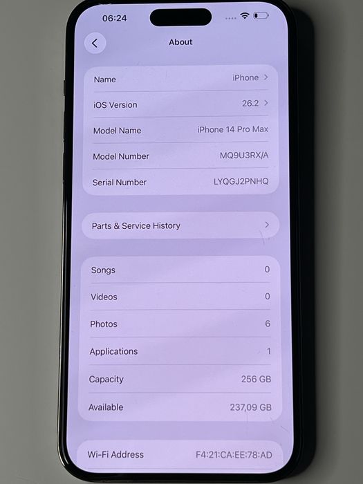 Vând IPhone 14 Pro Max 256gb 100% Baterie Deep Purple(Mov)
