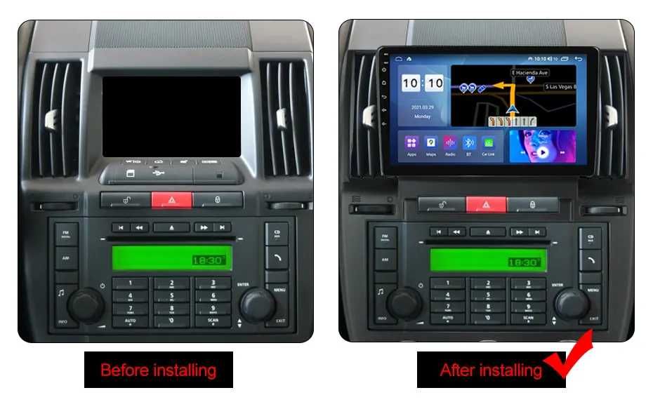 Navigatie Android 14 Land Rover Freelander 2 Waze CarPlay + CAMERA