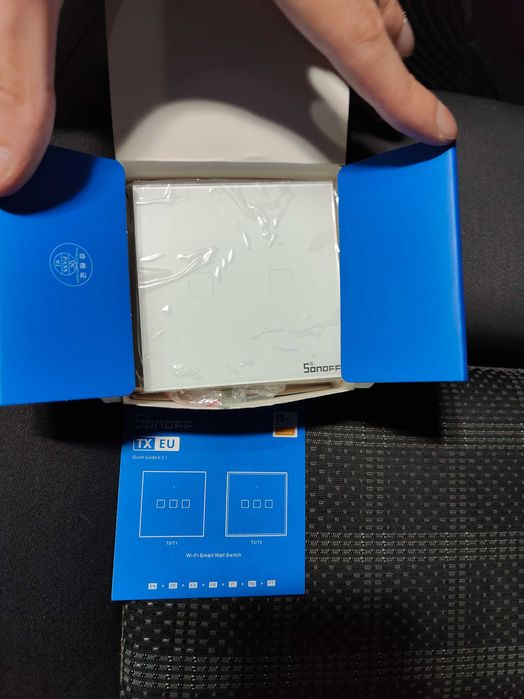 Întrerupător touch WiFi Sonoff 2 butoane sticlă albă