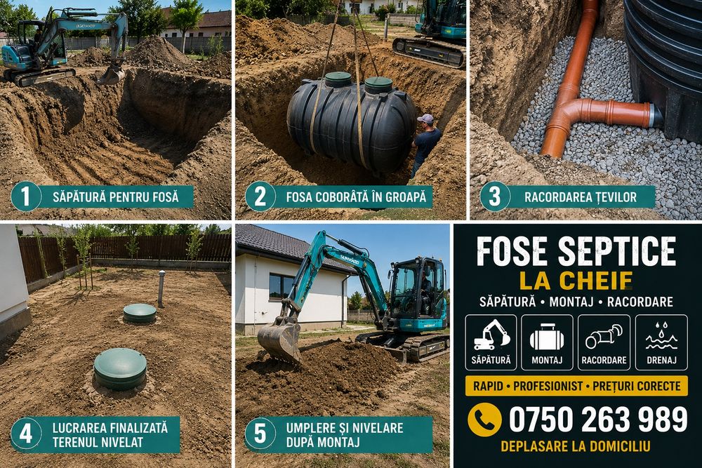Fose septice la cheie. Sapatura/Montaj/Racordare
