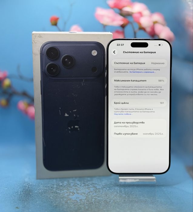 ГАРАНЦИОНЕН!!! Apple iPhone 17 Pro Max, 256GB, 5G, Deep Blue