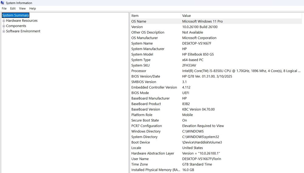 Laptop HP elitebook 850 G5, i5 gen8, SSD  512 GB , 16 gb RAM, docking