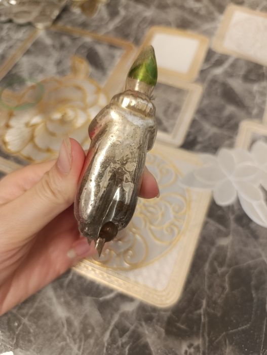 Старинная ёлочная игрушка клоун с дудочкой