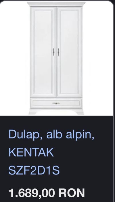 Dulap MDF compus din 2 usi si 1 sertar, culoare alb alpin, NOU