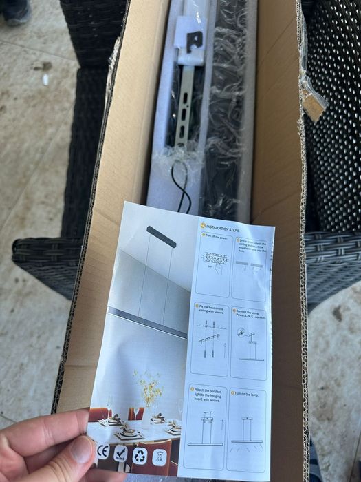 Lustra LED suspendata premium 120cm telecomanda dimabila neagra modern dining