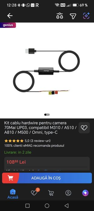 Camera auto 70mai  Omni X800-2 +kit supraveghere continua