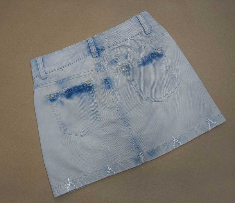 Юбка детская для девочки, джинсовая, со стразами, на 8-10 лет