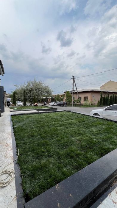 Газон екиш+поливной система ландшафт