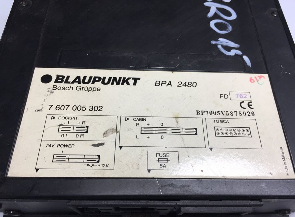 7607005302 Amplificator audio BLAUPUNKT B6, B7, B9, B10, B12 bus (1978-2011) VOLVO