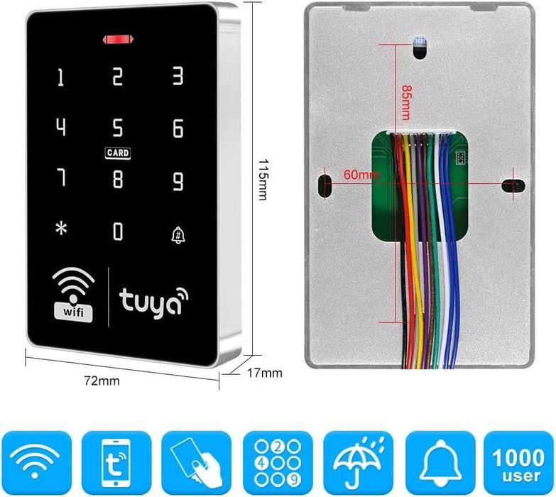 WiFi Tuya RFID клавиатура за контрол на достъпа IP68 (САМО КЛАВИАТУРА)