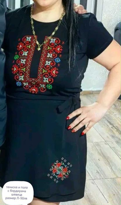 Сет  с бродирани шевици