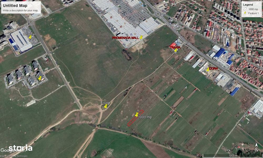 Vand teren  de investitie, 1000 mp., situat in zona Shopping City