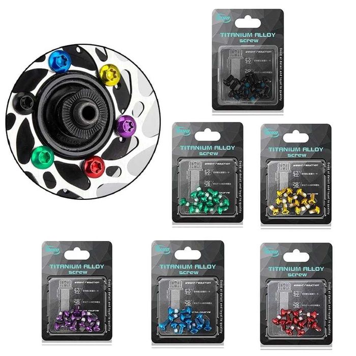 Set 12 suruburi frana cu disc bicicleta T25 Torx M5x9mm de fixare otel