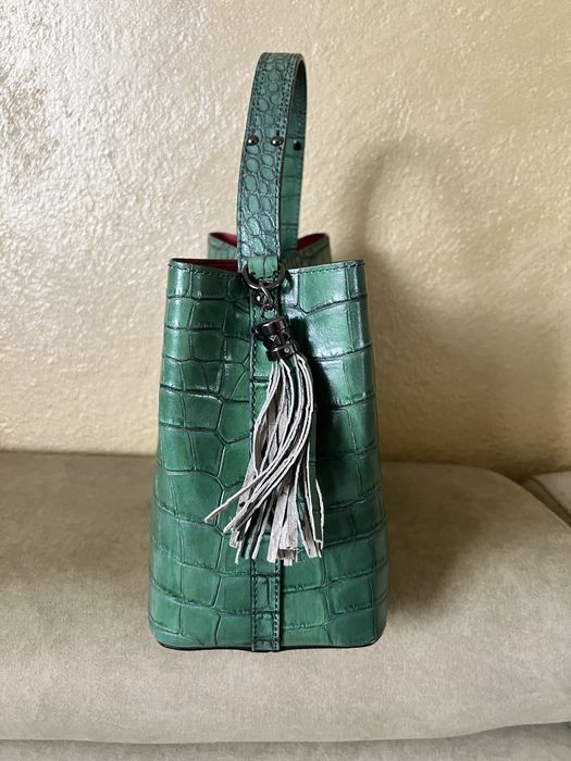 Зелена Дамска чанта от естествена кожа
