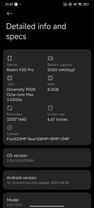 Redmi K50 Pro 8/256 sotiladi