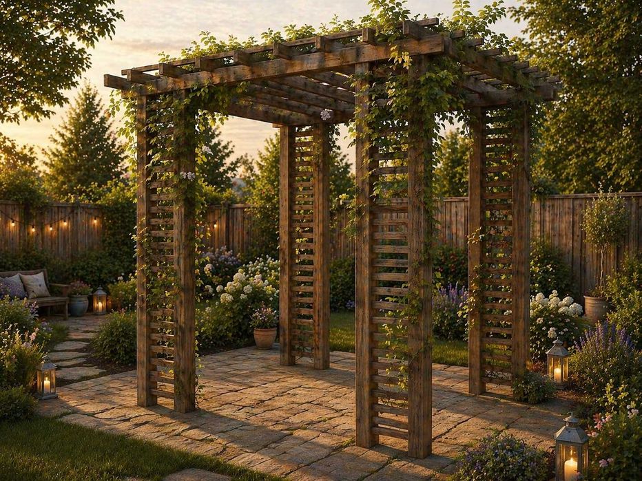 Пергола из клееного бруса 2.9×2.9 м | Под ключ