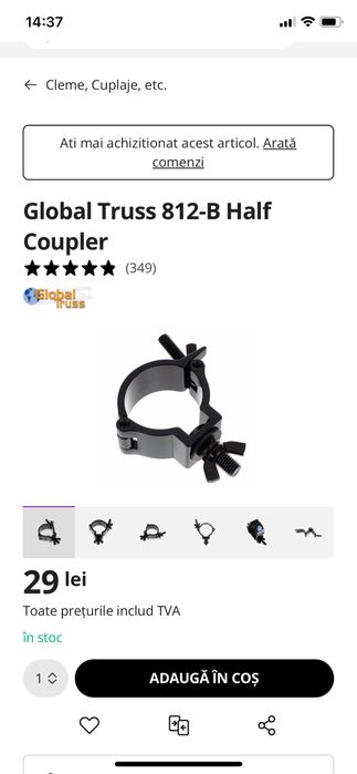 Cameo ROOT Par 6, Global Truss 812-B Half Coupler