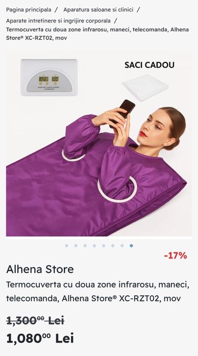 Termocuverta noua , doua zone, sauna, anticelulita, drenaj