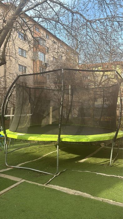 Trambulina diametru Ø 427 cm H 269 cm negru/verde